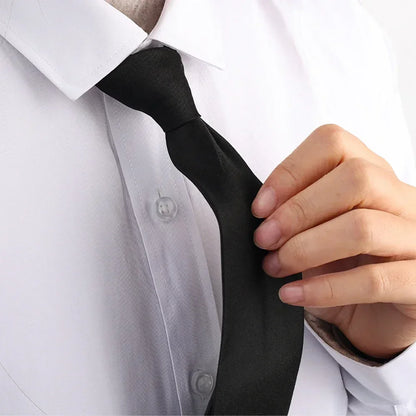 Unisex Black Clip-On Tie – Simple Security Necktie for Uniforms, Suits, Students & Funerals