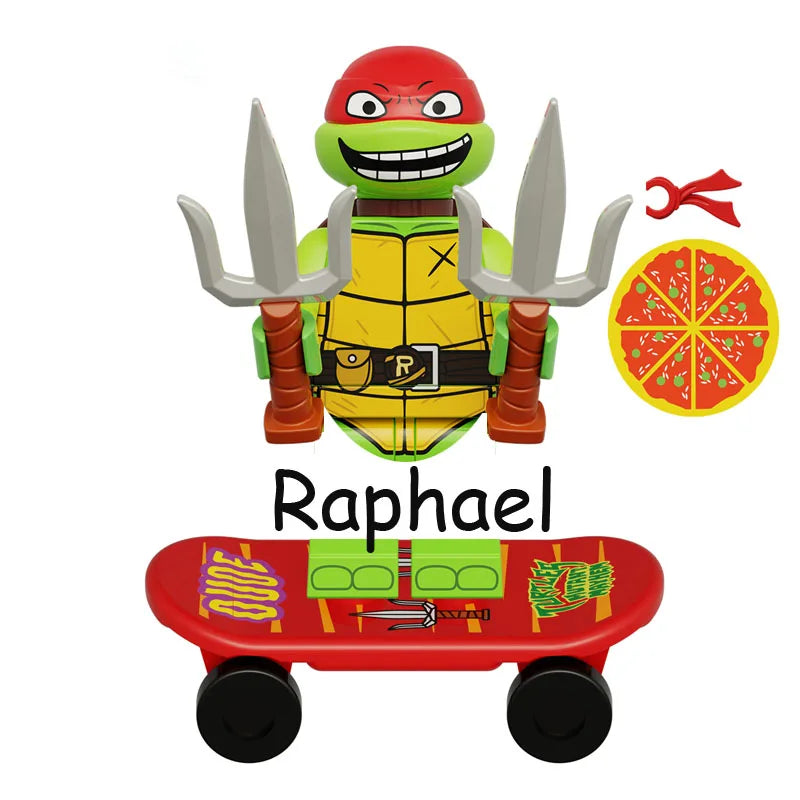 Ninja Turtles Building Block Action Figures – Leonardo, Raphael, Michelangelo, Donatello, Shredder & Splinter Cartoon Movie Toy Set