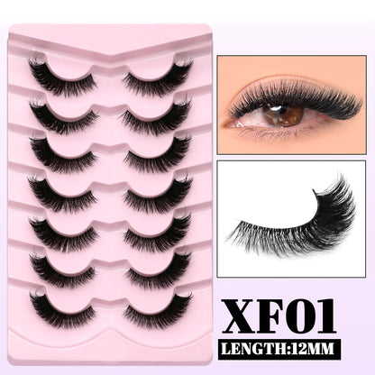 GROINNEYA Cat Eye False Eyelashes – Natural Long Clear Band Winged End Faux Mink Lashes for Eye-Enhancing Makeup