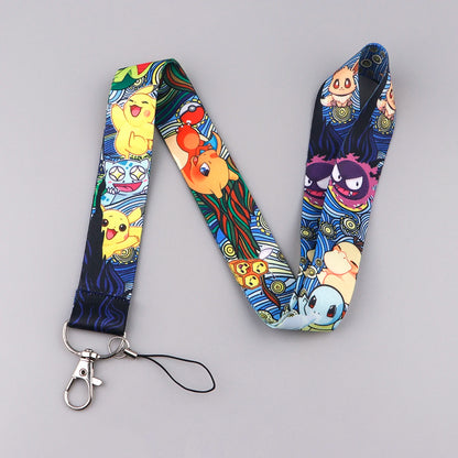 Anime Gengar Lanyard for Keys – Cartoon ID Card, Mobile Phone Strap, USB Badge Holder, DIY Keychain Gift