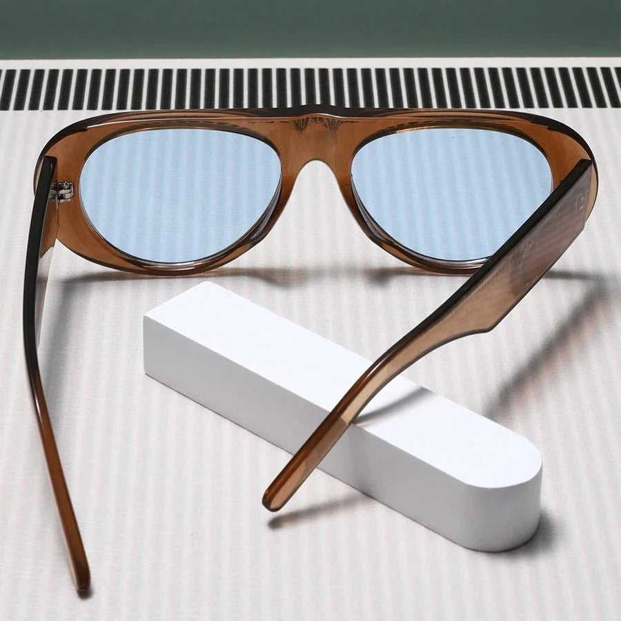 Fashion Retro Oval Large Frame Sunglasses — Minimalist Design UV-Resistant Eyewear for Women