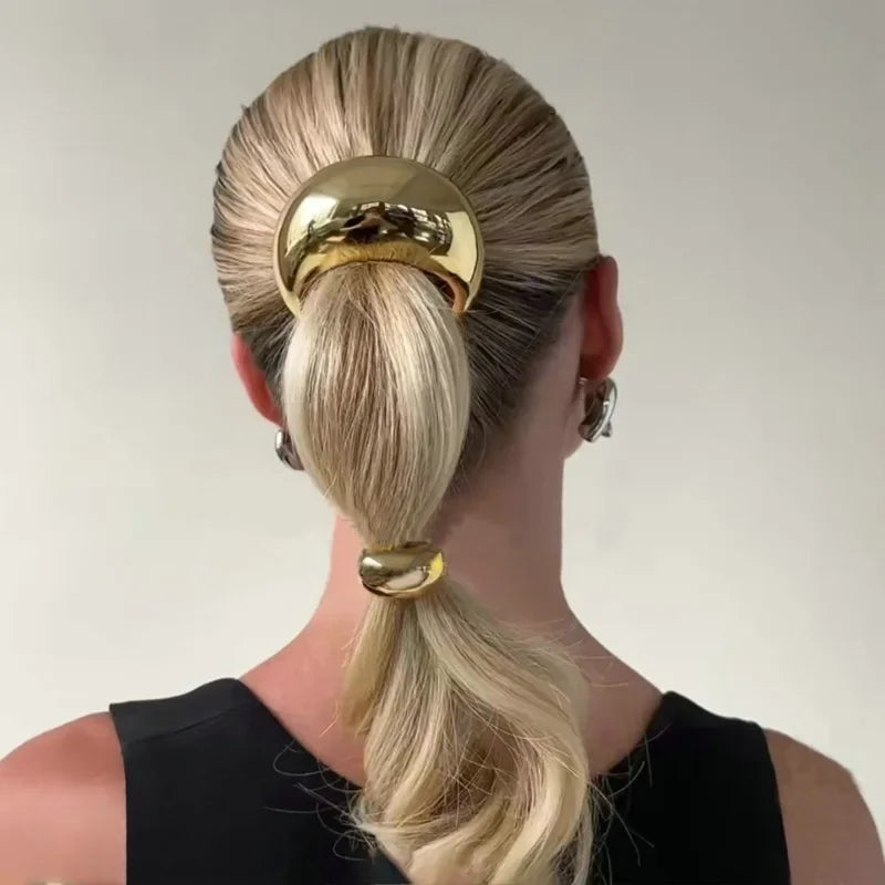 Fashion Punk Geometric Metal Hair Bands – Elastic Scrunchies, Hair Ropes & Headbands for Women & Girls, Hair Accessories Gifts