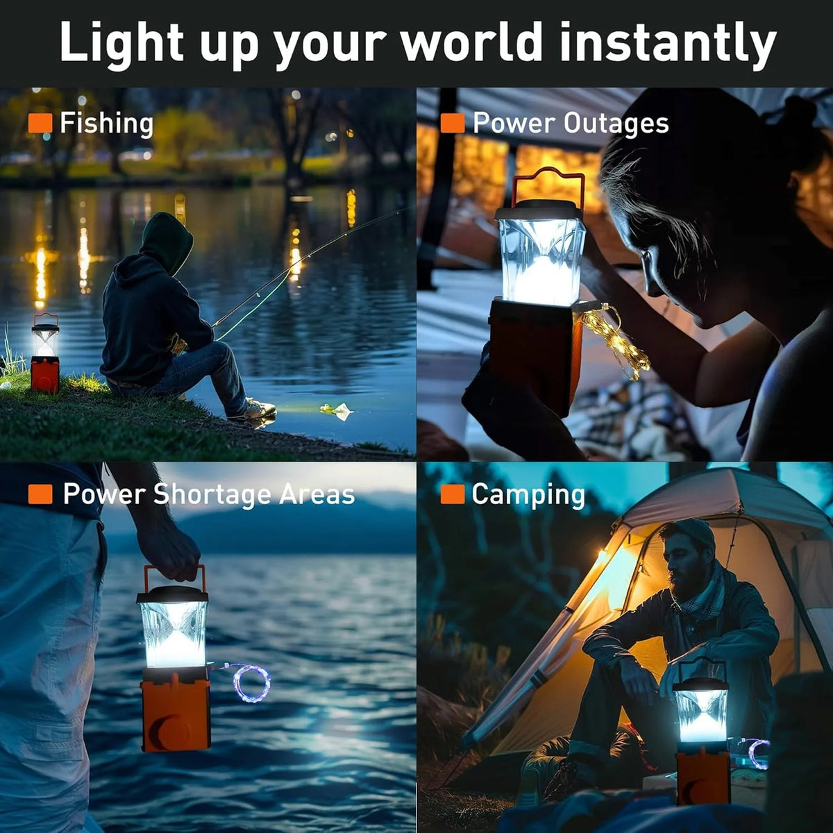 LED Saltwater Camping Lantern - 350-Lumen Emergency Light for Power Outages, Hurricanes & Outdoor Use