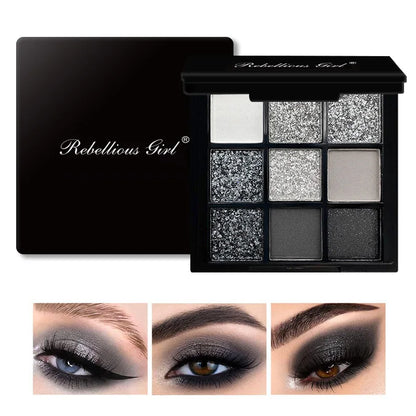 9-Grid Red Eyeshadow Palette – Purple Glitter, Pearlescent Matte & Shimmer Long-Lasting Eye Makeup for Women