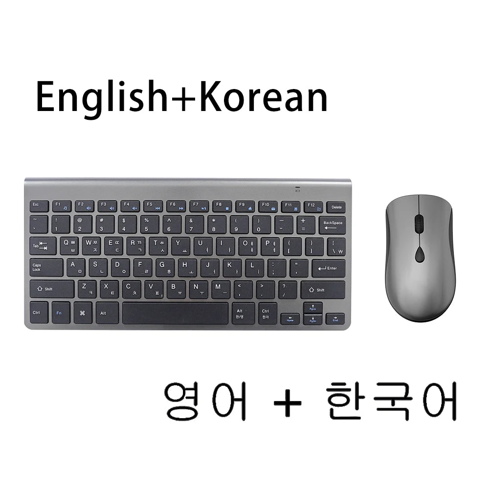 2.4G Wireless Mini Keyboard and Mouse Set – USB Portable Combo with Russian/Korean/Hebrew Layout for PC & Laptop