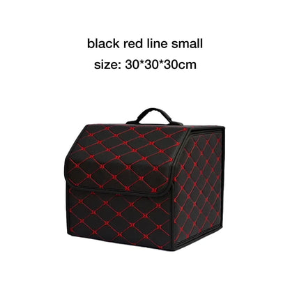 Car Trunk Organizer Box – Large Capacity Leather Storage Bag for Auto Tools, Stowing, Tidying, and Emergency Use, Folding