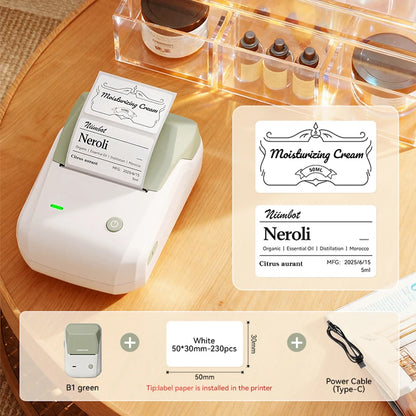 NIIMBOT B1 Portable 2-Inch Thermal Label Printer with Adhesive Tapes Bluetooth Mini Sticker Maker for Smartphone & PC