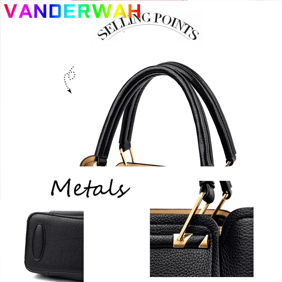 Women’s Soft Leather Luxury Handbag – Designer 3-Layer Large Capacity Shoulder & Crossbody Tote Bag