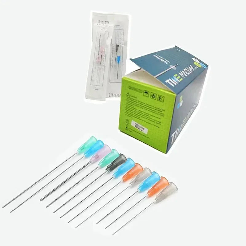 50pcs Disposable Blunt Tip Micro Cannula Needles (22G–25G) – 38mm/50mm/70mm Sizes