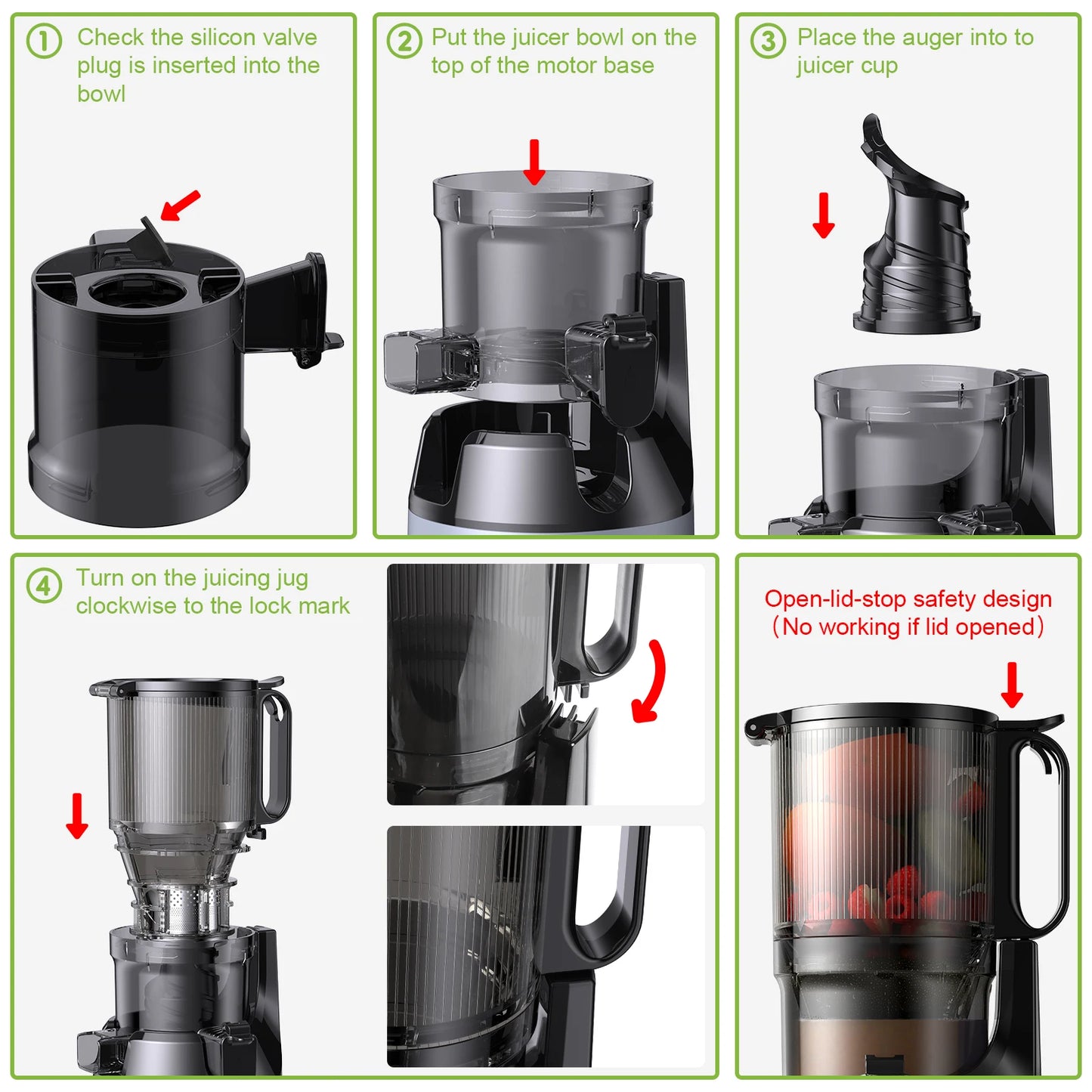 BioloMix Cold Press Juicer — 130mm Feed Chute, Whole Fruit & Vegetable Slow Masticating Juicer, High Yield BPA-Free