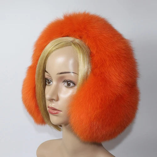 Real Fox & Raccoon Fur Earmuffs – Warm Winter Ear Warmer for Women and Girls, Plush Genuine Fur Accessory