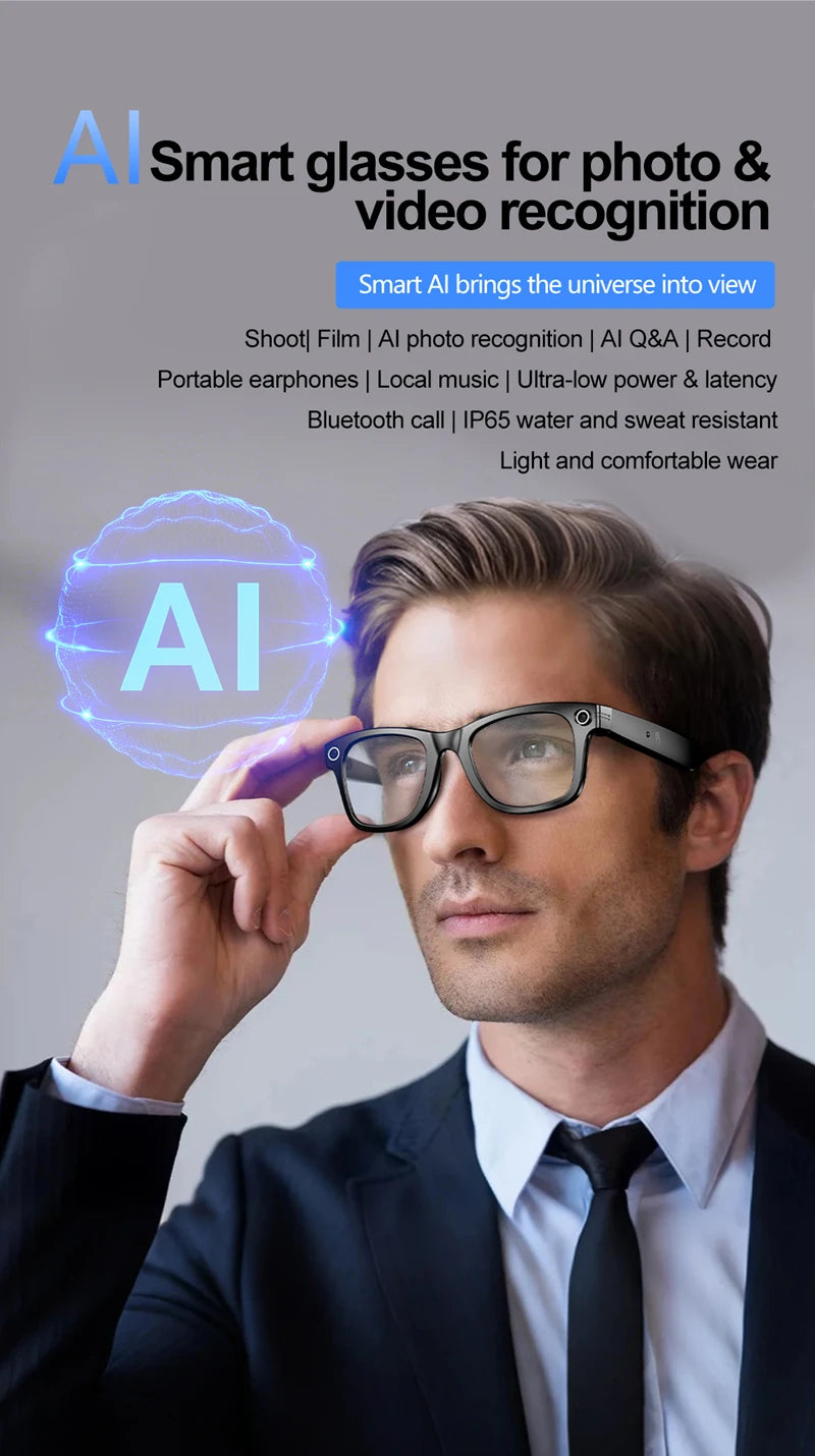 Xiaomi W600 Smart Glasses — AI Intelligent Sunglasses with Camera, Video Recording, Bluetooth Music & Calls, IP65 Waterproof