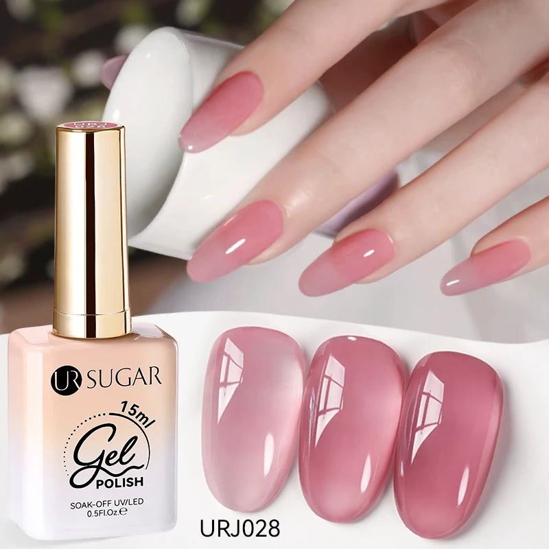 UR SUGAR 15ml Jelly Milky White Gel Polish – Translucent UV Soak Off Nail Art Varnish Semi-Permanent Fashion Nail Color