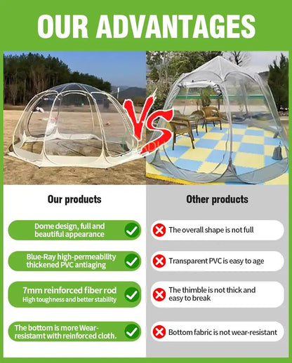 Camping Star Transparent Folding Tent – 4-8 Person Portable Spherical Tent, Rain/Windproof, Quick Opening for Outdoor Use