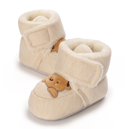 Baby Girls’ and Boys’ Cotton First Walker Shoes - Soft Cartoon Toddler Shoes for Newborns and Infants