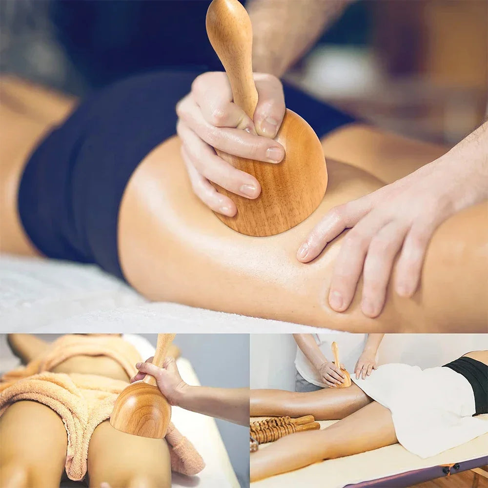 Wooden Lymphatic Drainage & Anti-Cellulite Massage Tools – Gua Sha for Body Shaping & Sore Muscle Relief