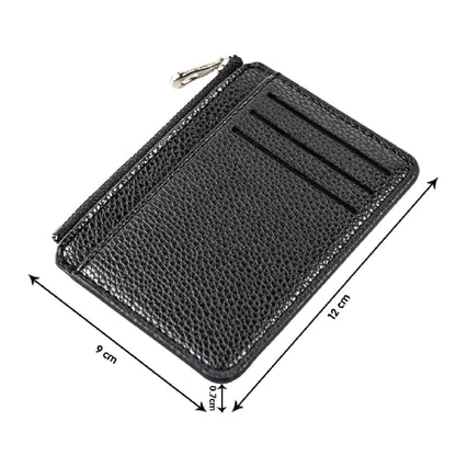 Mini Slim Zipper Card Wallet for Men — Portable Ultra-Thin Black Purse for ID, Bank & Credit Cards