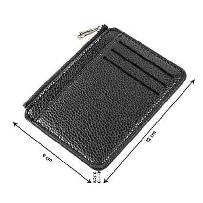 Mini Slim Zipper Card Wallet for Men — Portable Ultra-Thin Black Purse for ID, Bank & Credit Cards