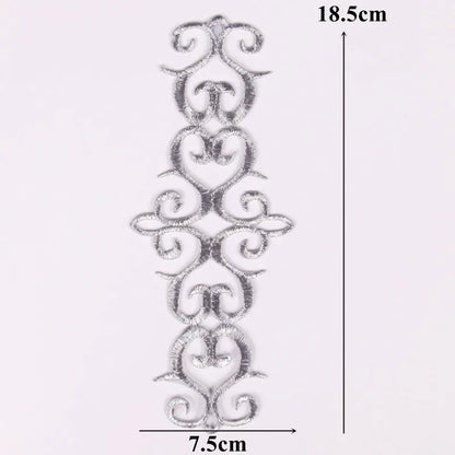 Silver Baroque Sequin Flower Applique – Embroidered Iron-On Patch for Wedding & DIY Crafts