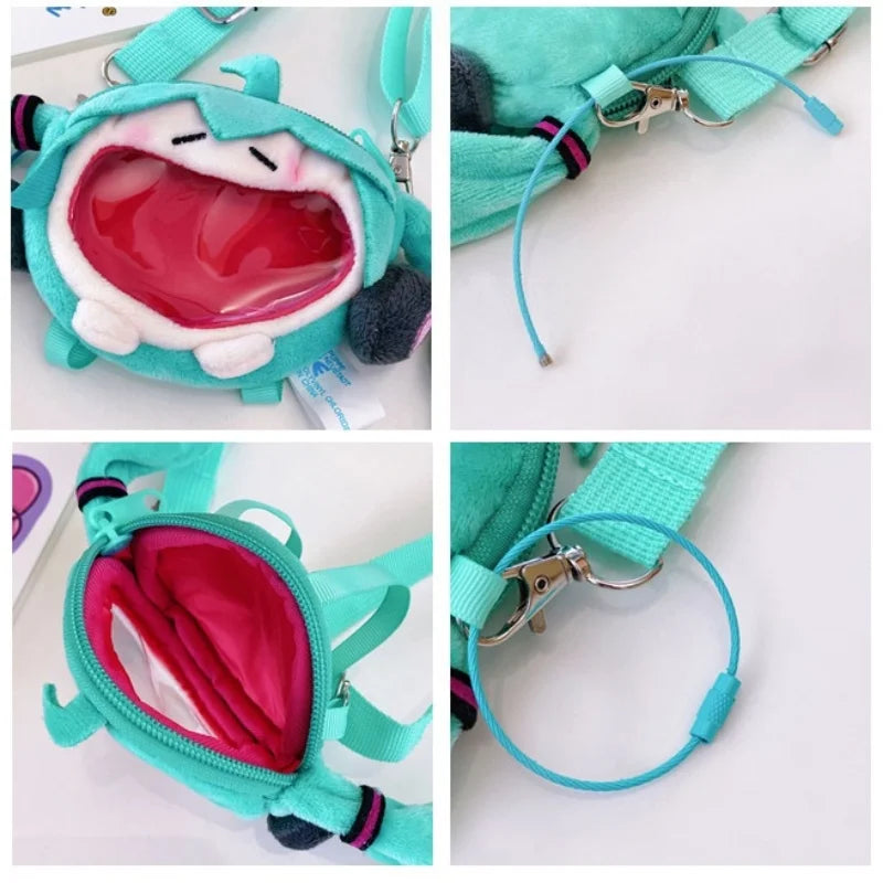 Hatsune Miku Coin Purse Shoulder Bag – Kawaii 14cm Plush Headphone Bag, Cartoon Crossbody Keychain Pendant, Perfect Girl Gift