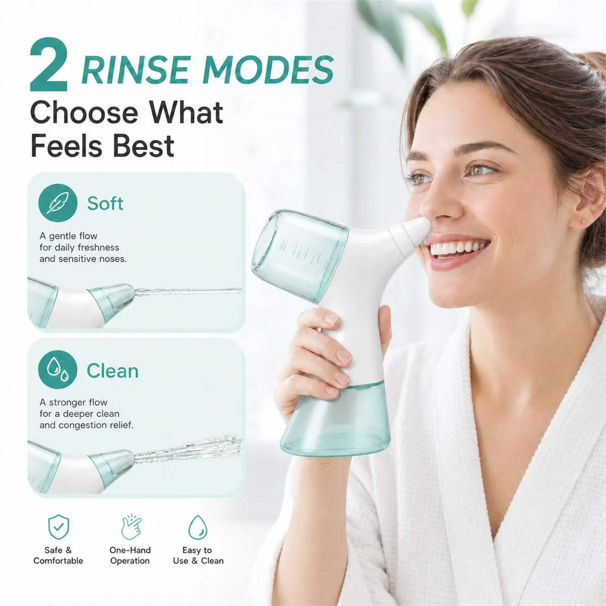 Nasal Irrigation System – Sinus Rinse Machine with Water and Waste Collection Tanks for Nasal Cleansing