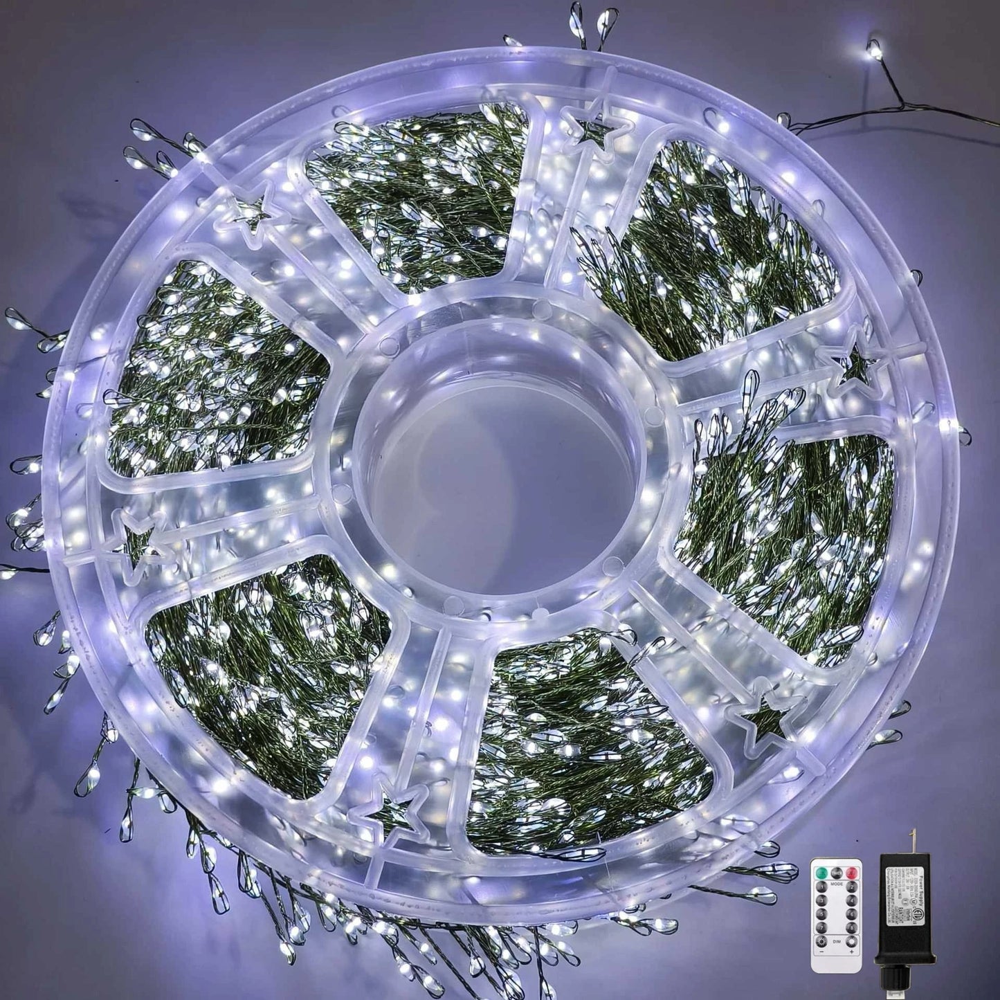 Outdoor Remote Control Copper Wire Lights — Starry Sky & Flower Wreath Decorative String Lights for Christmas & Holidays