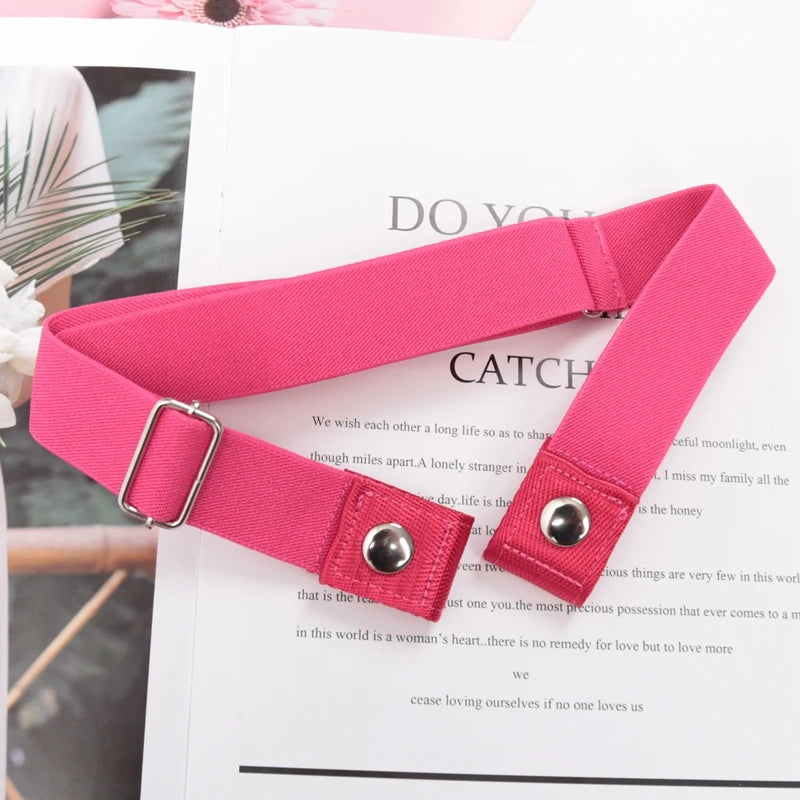 Elastic Buckle-Free Canvas Belt for Women – Stretch Waist Belt for Jeans & Pants, Invisible Lazy Belt