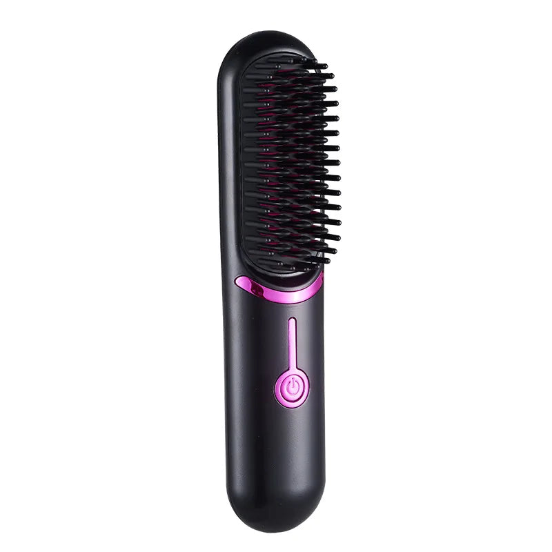 Cordless Mini Hair Straightening Brush – Portable Ionic Hot Comb for Women