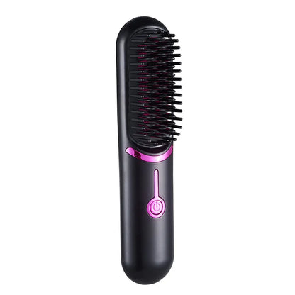 Cordless Mini Hair Straightening Brush – Portable Ionic Hot Comb for Women