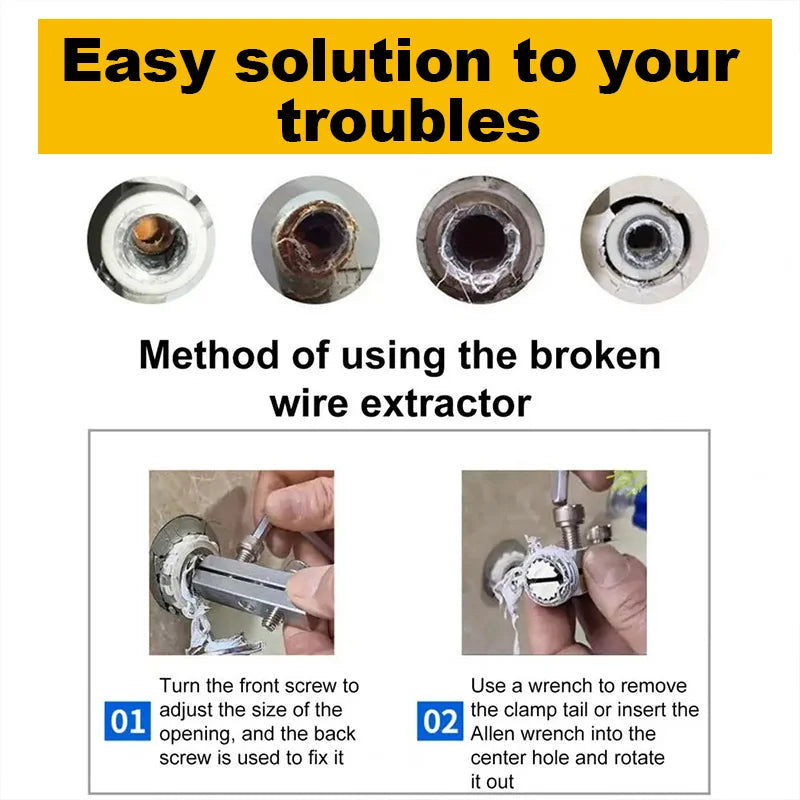 Broken Wire & Bolt Extractor Tool – Tap, Screw, and Plumbing Repair for 4/6 Point Bolts