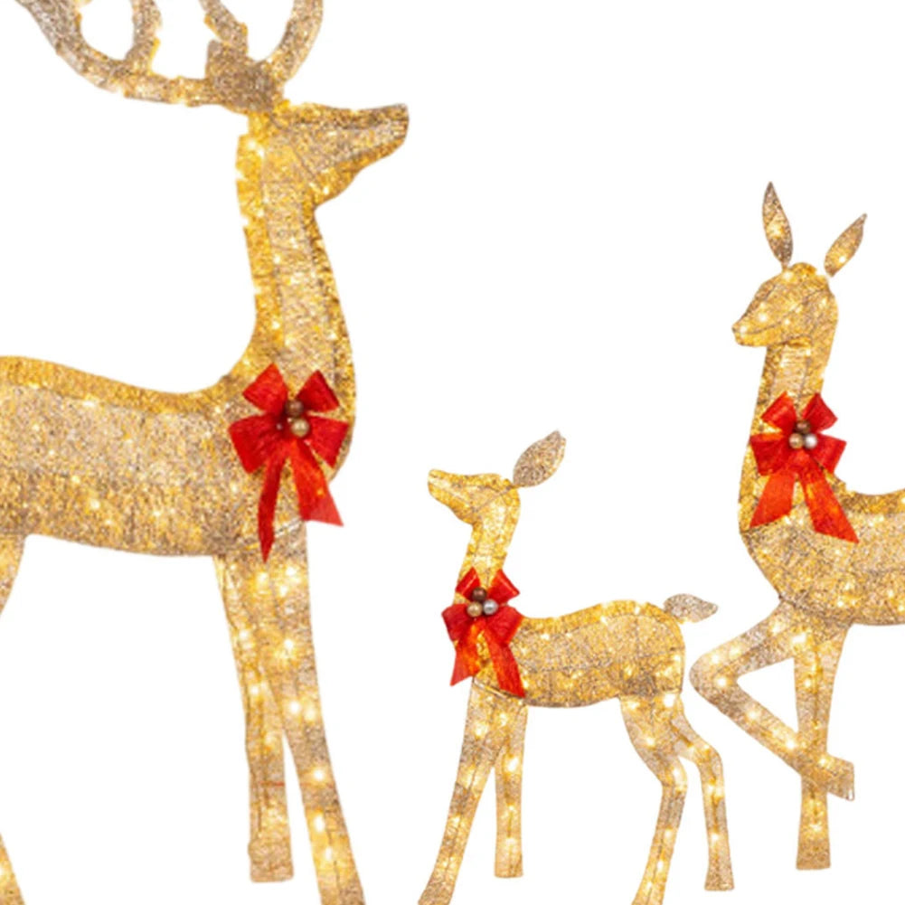 3-Piece Lighted Christmas Deer Family Decor – Cute Reindeer Xmas Decoration for Festive Holidays