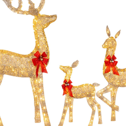 3-Piece Lighted Christmas Deer Family Decor – Cute Reindeer Xmas Decoration for Festive Holidays