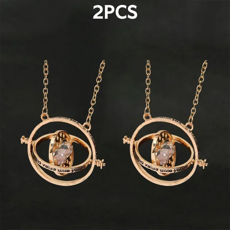 Harry Potter Time-Turner Hourglass Necklace - 360° Rotatable Cosplay Pendant and Unique Mother’s Day Gift
