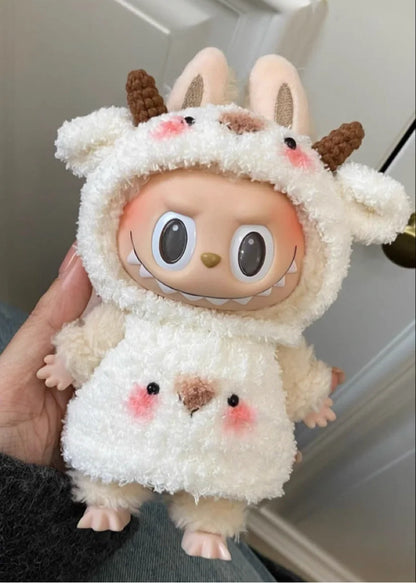 Labubu 17cm Doll Clothes Only — Fashion Hoodie Outfit for Model Dolls, Cute Xmas Accessory