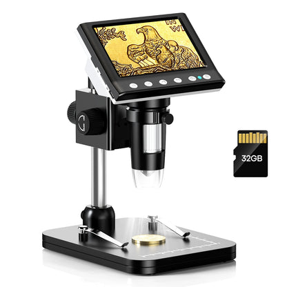 Hayve 4.3” Digital Microscope – 1000X 1080P Coin & Soldering Microscope with 8 LEDs, PC View Video Inspection Tool for Electronics Repair