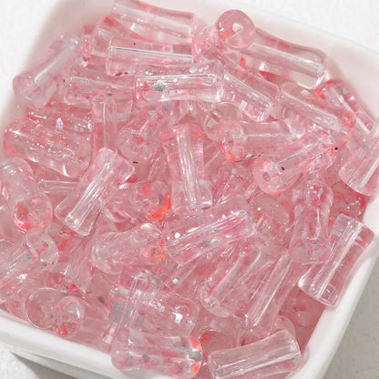 30PCS Green Glass Bamboo Beads - Jade Tube Shape Loose Beads for DIY Bracelet, Necklace & Jewelry Making Accessories