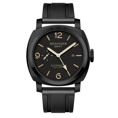 SEAKOSS GMT Men’s Diving Automatic Mechanical Watch — 10ATM Waterproof, 1963 Original 2557 Movement, Calendar, Sapphire Crystal
