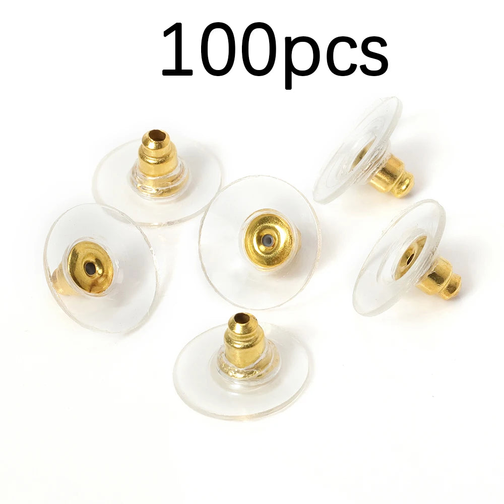100-200PCS Rubber Earring Backs & Fishhook Ear Stoppers for Jewelry Making and DIY Earring Repairs