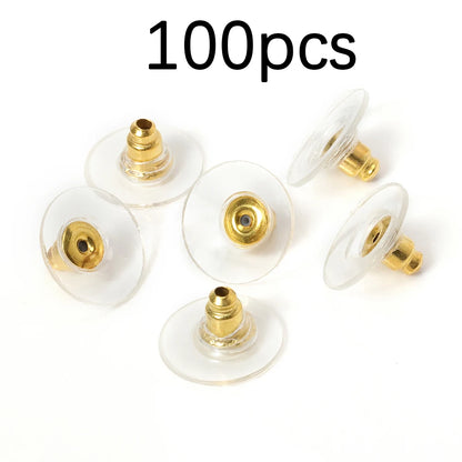 100-200PCS Rubber Earring Backs & Fishhook Ear Stoppers for Jewelry Making and DIY Earring Repairs