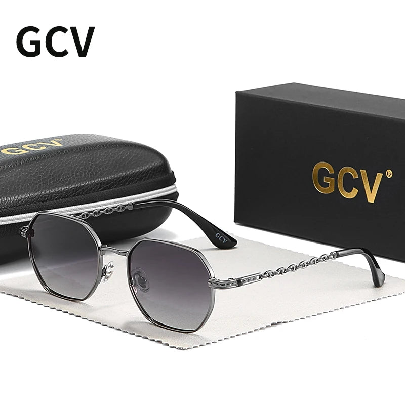 GCV Classic Retro Women's Rectangular Sunglasses — Metal Frame with Polaroid Lenses