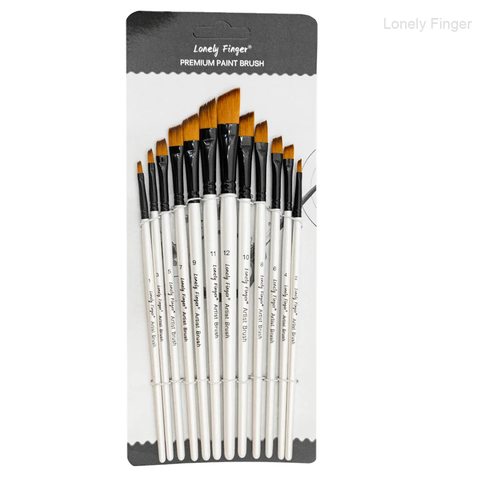 12-Piece Premium Artist Paint Brush Set – Durable Nylon Bristles for Acrylic, Watercolor, Oil & Body Painting