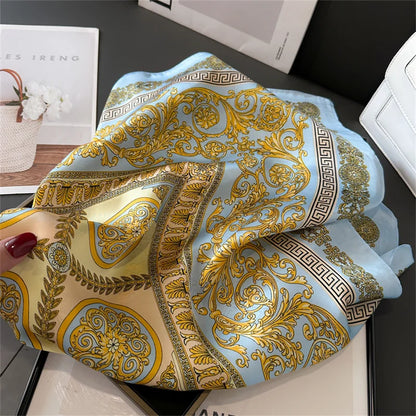 2024 New Fashion 70x70cm Printed Women's Silk Scarf – Pashmina Square Shawl, Decorative Headband, Luxury Design Bandana