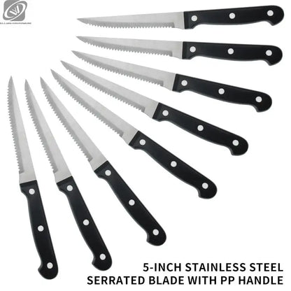1/4/6/8/12-Pc Steak Knife Set – Full Tang Serrated Stainless Steel Knives for Beef, Bread & Restaurant Table Dinner Use