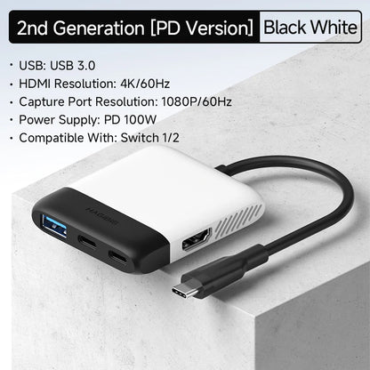 Hagibis Switch Video Capture Card & Portable TV Dock – Gaming Hub for Nintendo Switch 1/2/OLED, Live Streaming Adapter for Laptop & iPhone 17 Pro