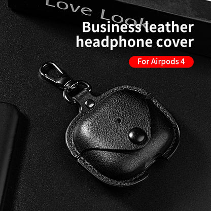Leather Business Case for AirPods 4 – Luxury PU Headphone Cover with Hook