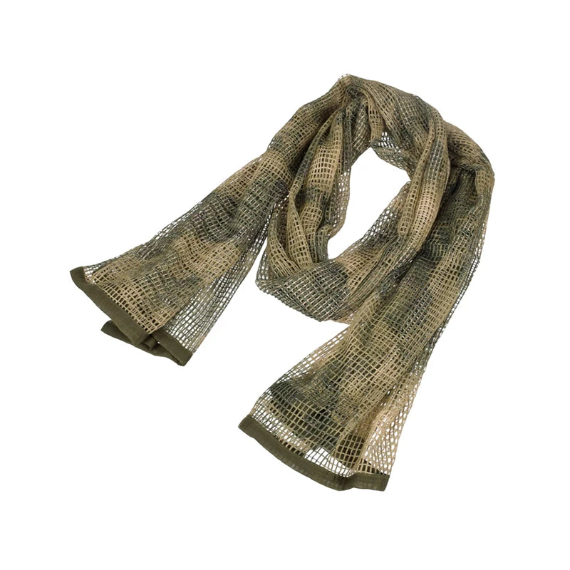 Outdoor Camouflage Netting Scarf — Camo Mesh Face Veil & Shemagh Head Wrap for Camping, Hiking, Shooting