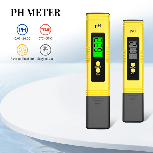 LCD Digital PH Meter - Portable Water Quality Tester, 0.1 ATC High Accuracy PH Test Pen for Aquarium, Pool & Hydroponics