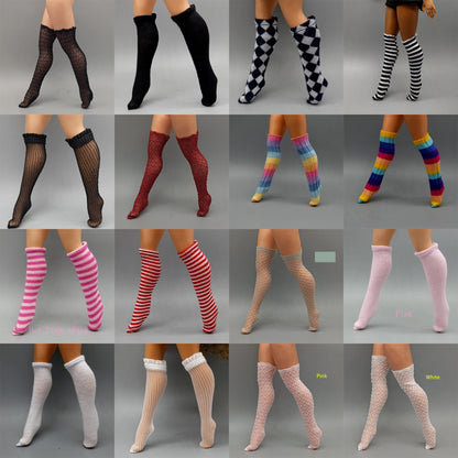 25CM Winter Doll Fishnet Stockings – Rainbow Striped Socks for Dolls, Girls’ Christmas Gift