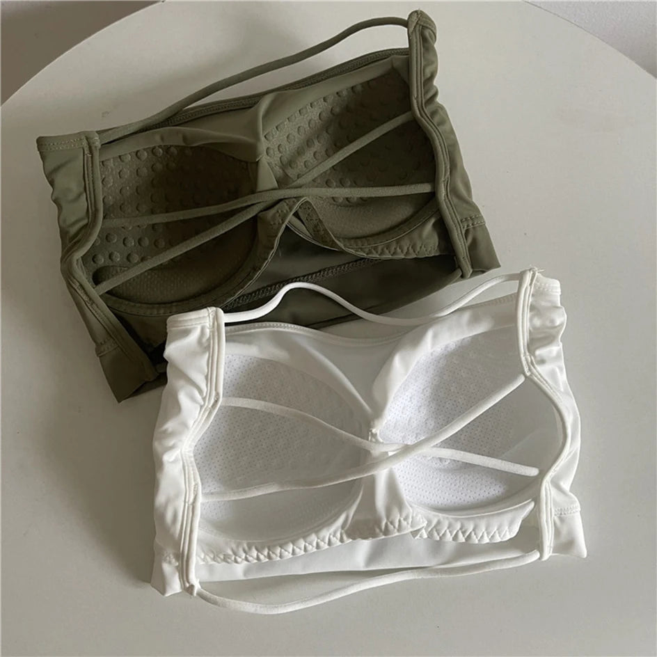 Seamless Ice Silk Tube Top – Strapless Push-Up Bralette for Women, Solid Color Wrap Chest Lingerie