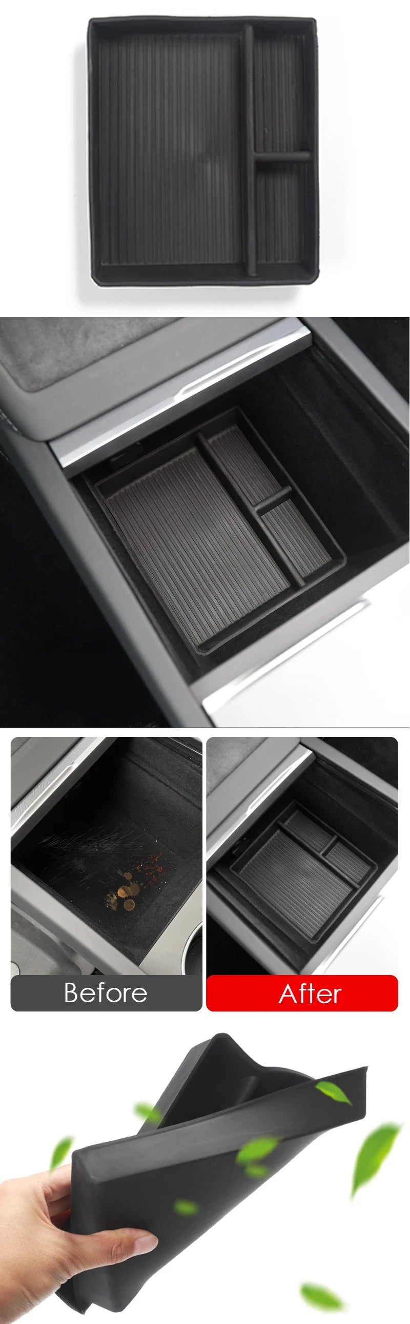 Tesla Model 3 Highland 2024 Center Console Storage Box – Armrest Organizer Accessory for Model 3 Stowing & Tidying
